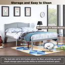 Full Size Bed, Wood Platform Bed Frame with Headboard For Kids, Slatted, Gray