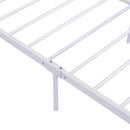 Full Size Metal Platform Bed Frame with Sockets, USB Ports and Slat Support ,No Box Spring Needed White