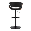 Symphony - Mid-Century Modern Adjustable Barstool With Swivel With Rounded T Footrest (Set of 2) - Black / Walnut / Black