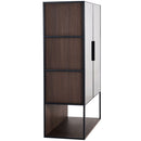Modern Minimalist Tall Lighted Display Cabinet With Tempered Glass Door - Black / Dark Walnut
