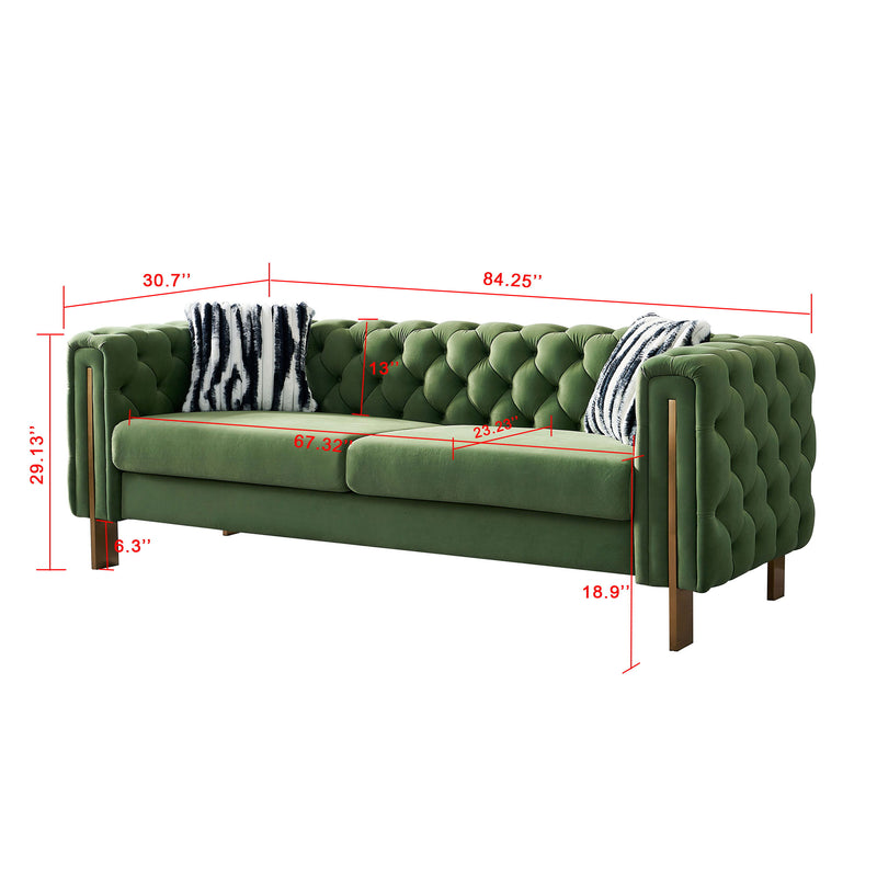 Chesterfield - Modern Tufted Velvet Living Room Sofa, 84.25''W Couch