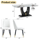 Table and chair set, modern dining table, patterned table top and black MDF leg table, soft and comfortable dining chair, perfect for dinner, meetings, home and office decor