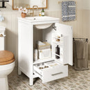 Bathroom Vanity With Ceramic Sink, Soft Close Drawers, Door Organizer, Divider Drawer, Adjustable Foot Pads