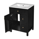 Elegant Bathroom Vanity With Ceramic Sink, Soft Close Doors And Drawers, Double Storage Racks