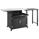 Versatile Outdoor Cabinet With Folding & Expandable Work Surfaces, Ample Storage Space, And Lockable Wheels - Matte Black
