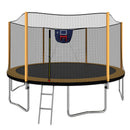 14Ft Powder Coated Advanced Trampoline With Basketball Hoop Inflator And Ladder (Outer Safety Enclosure) - Orange