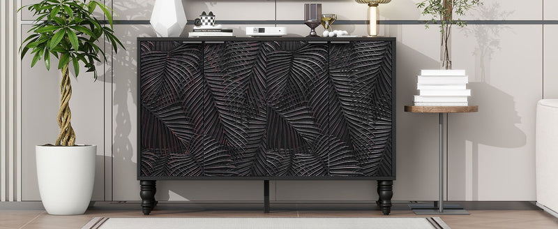 Modern TV Stand With 2 Spacious Storage Space And Anti-Tip Device