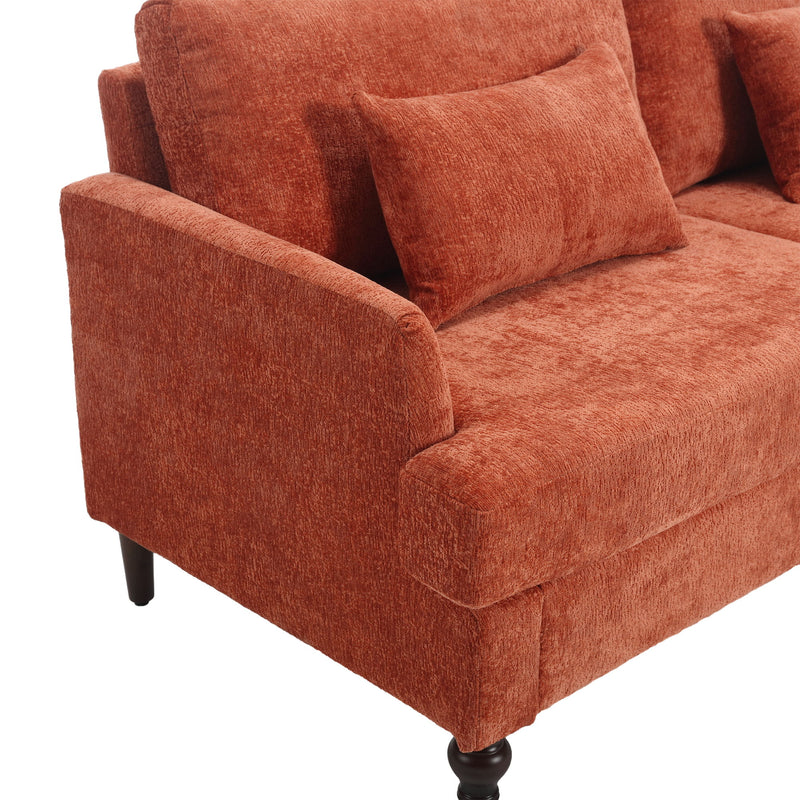 Mid Century Modern Chenille Fabric Loveseat Sofa, 2 Seat Upholstered Couch