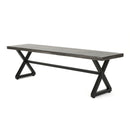 Modern Aluminum Outdoor Dining Bench With X Base