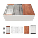 Double Bowl Sink Workstation 33" With Built In Work Surface And Accessories - White