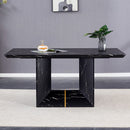 Modern Dining Table With Marbled Design For Luxurious Elegance - Black