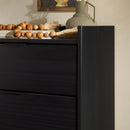 Modern Minimalist 5 Drawer Gallery Top Dresser - Black