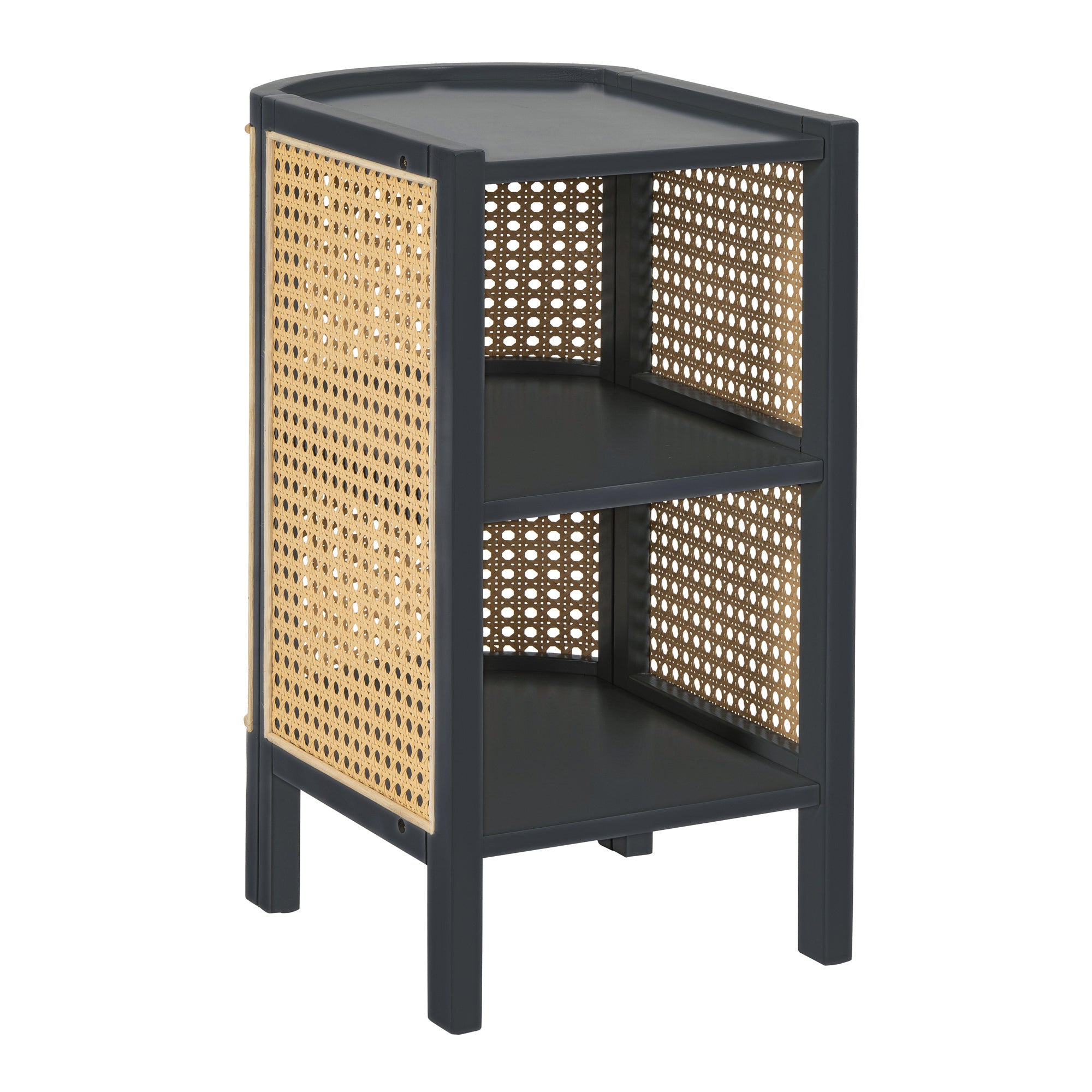 3 Pieces Rattan Platform Full Size Bed With 2 Nightstands,Espresso - Atlantic Fine Furniture Melbourne FL