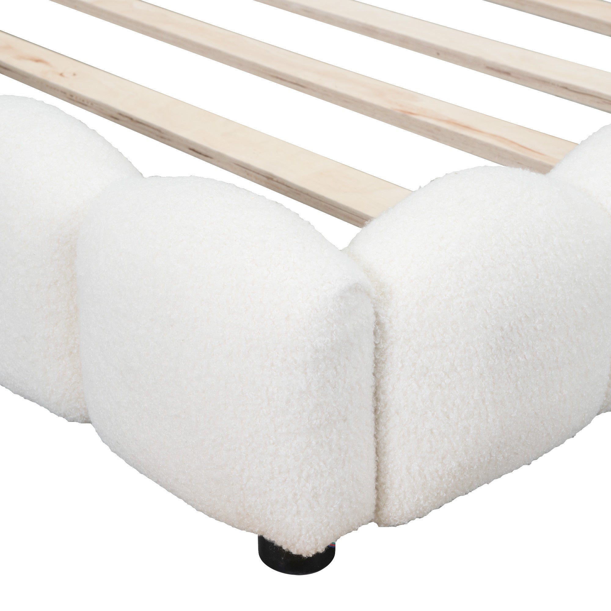 Upholstered Full Size platform bed with USB Ports and LED belt, White - Atlantic Fine Furniture Melbourne FL