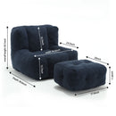 Modern Indoor Fluffy Bean Bag Chair With Memory Foam And Ottoman, Super Soft
