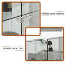 Glass Display Cabinet With LED Lights, Tempered Glass Doors, Large Drawers, 2 Door Storage Case With 4 Shelves - Natural / White