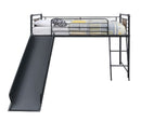 Cordelia - Twin Loft Bed With Slide - Antique Oak, Sandy Black & Dark Bronze Hand-Brushed