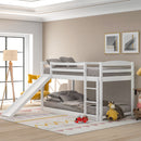 Twin over Twin Bunk Bed with Convertible Slide and Ladder , White(Old SKU:WF281725AAK)