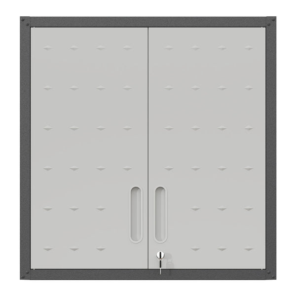 Metal Wall Mounted Tool Storage Cabinet With 2 Locking Doors, Adjustable Shelf, And Drawer