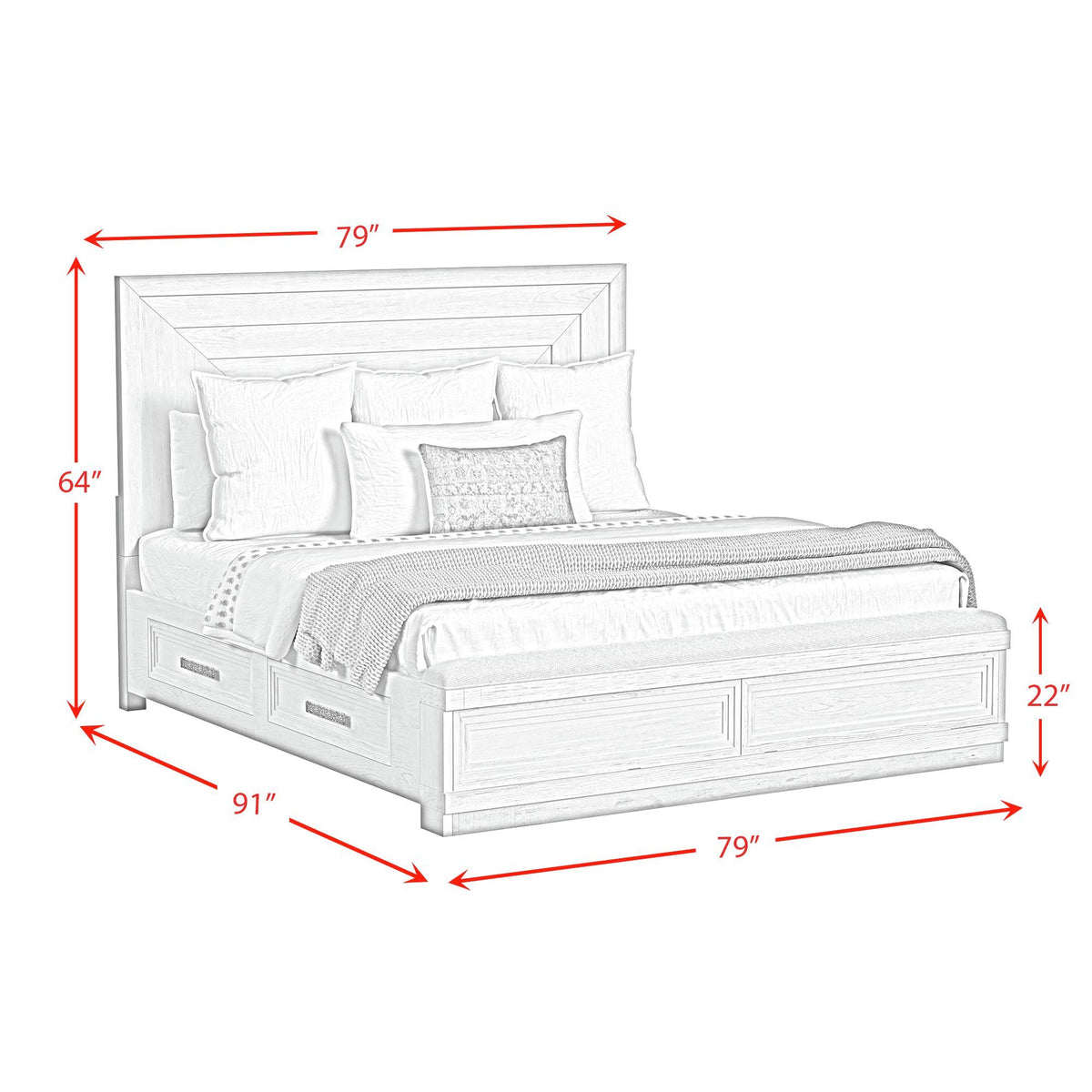 Avalanche Storage Bedroom Set in White by Elements International, view 10