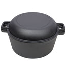 Pre-Seasoned Cast Dutch Oven 2 In 1 With Dual Handles And Covers, 5 Quart - Black