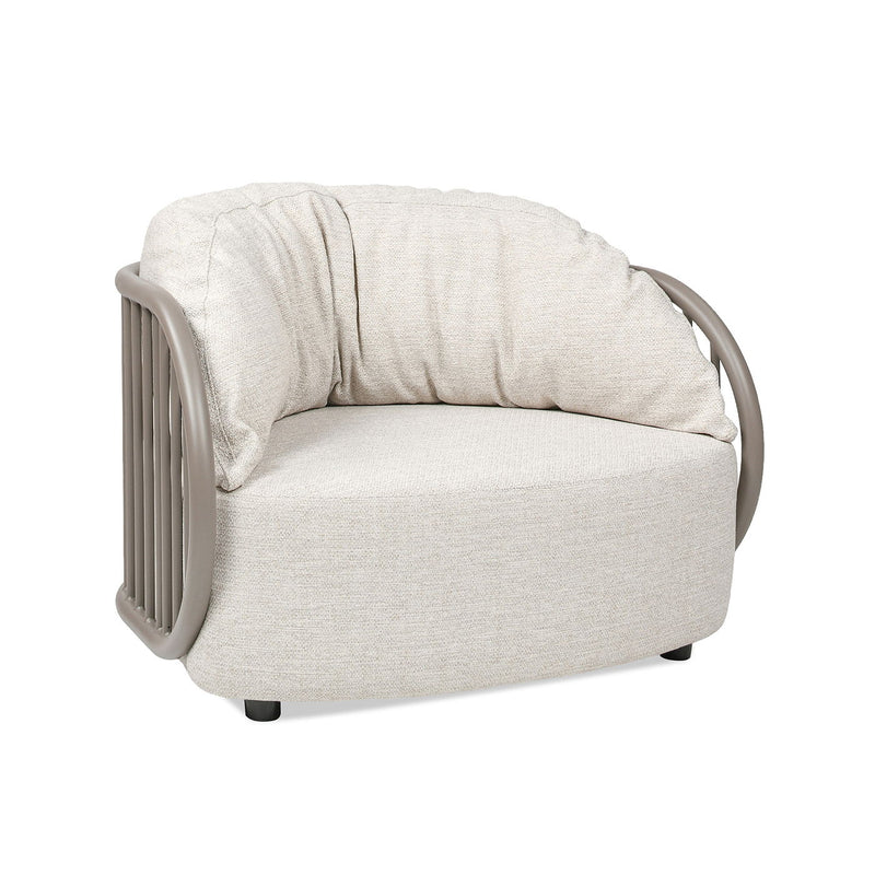 Harper - Barrel Upholstered Patio Deep Seating Armchair Axroma Olefin - Oat Beige