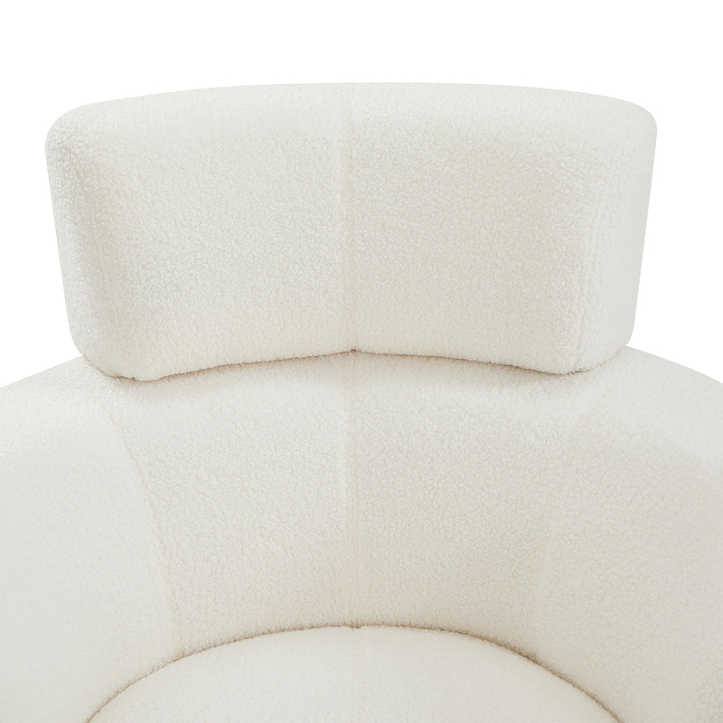 360° Swivel Chair Upholstered Accent Barrel Chair With Adjustable Headrest