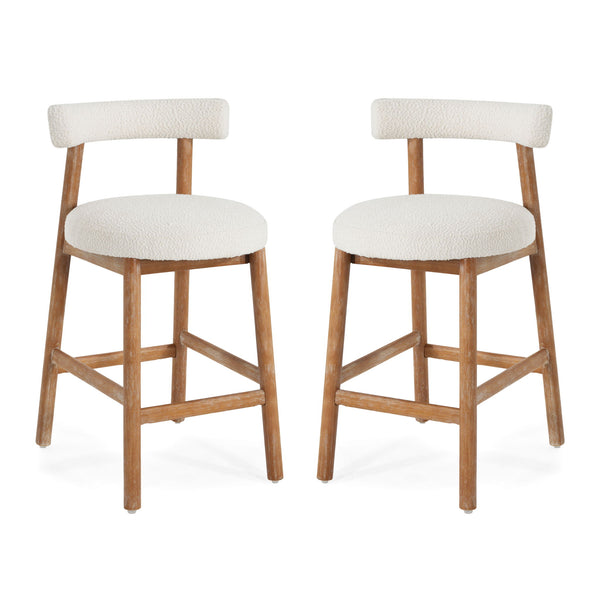 Counter Stool For Kitchen, Dining & Cafe (Set of 2) - Natural / Beige