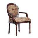 Bernice - Traditional Oval Back Chair With Floral Carvings - Brown / Beige Gray