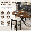 Round Dining Table With Extendable Blades, X Base