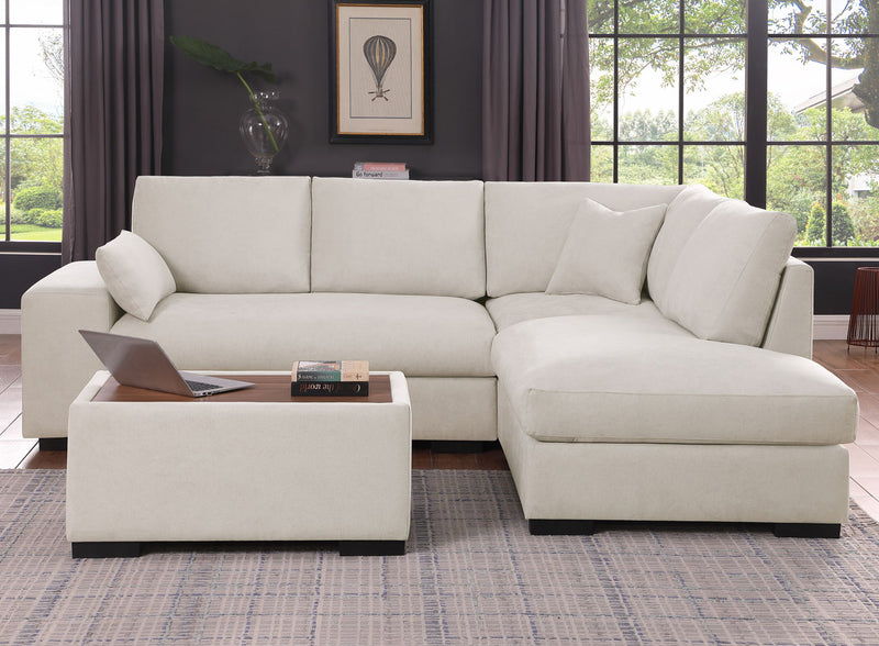 Joshua - 100" Sectional Sofa with Right Facing Chaise and Console Ottoman