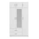 Modern 3 Door Mirror Wardrobe With 2 Drawers And Top Cabinet