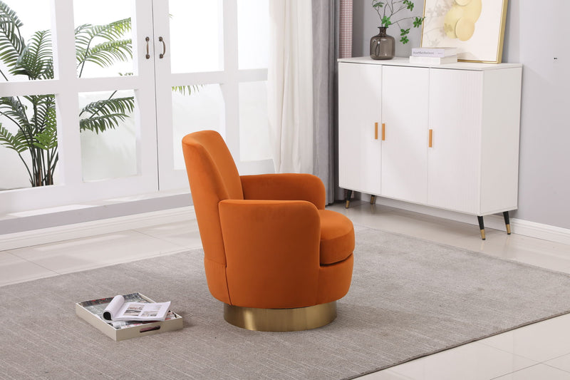 Swivel Barrel Chair, Swivel Accent Chairs Armchair For Living Room, Reading Chairs For Bedroom Comfy, Round Barrel Chairs With Gold Stainless Steel Base