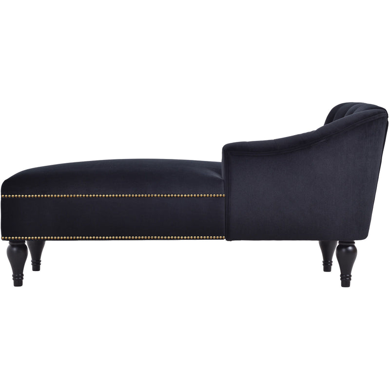 Velvet Chaise Lounge, Button Tufted Right Arm Facing Lounge Chair With Nailhead Trim & Solid Wood Legs For Living Room Or Office, Sleeper Lounge Sofa - Black