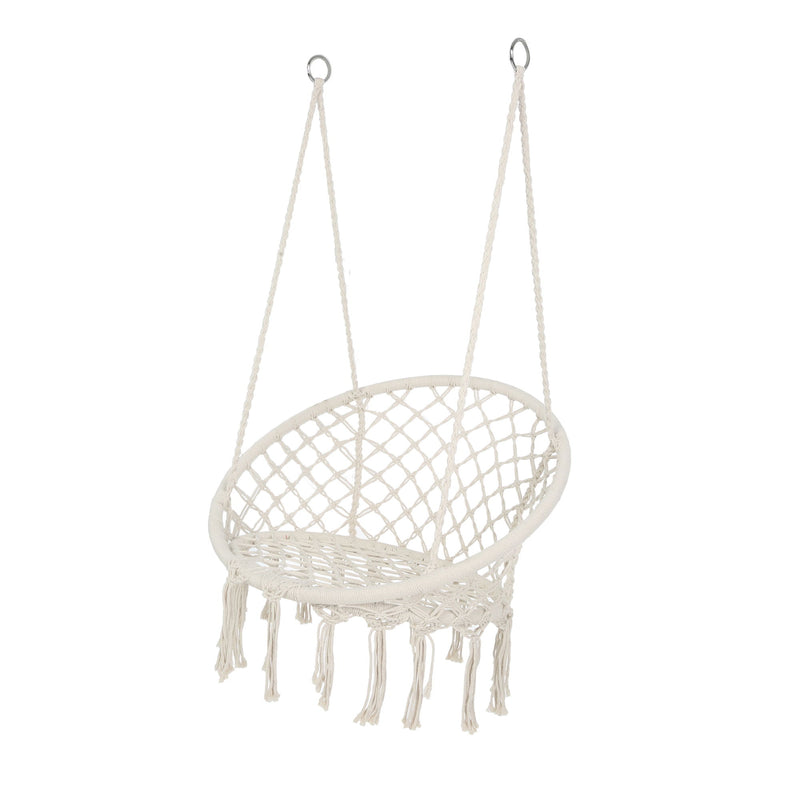 Macrame Hanging Hammock Chair, Cotton Rope Swing For Indoor And Outdoor Use