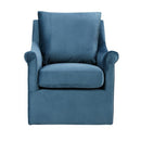 Swivel Chair With Curved Arms And Straight Back - Blue