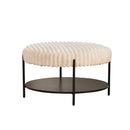 Modern Upholstered Round Ottoman Coffee Table With Storage Shelf