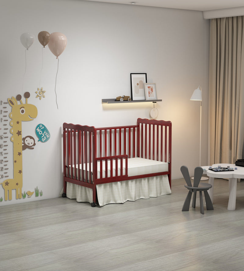 Crib 3 In 1 Convertible, Made Of Sustainable Pinewood, Non Toxic Finish, Comes With Locking Wheels, Wooden Nursery Furniture