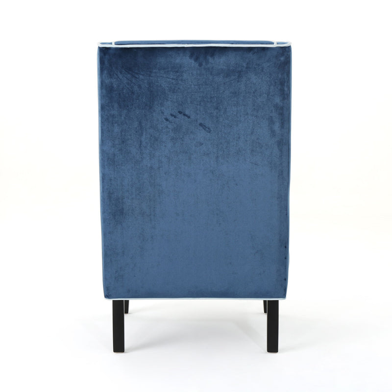 Elegant Velvet Club Chair With Tonal Piping