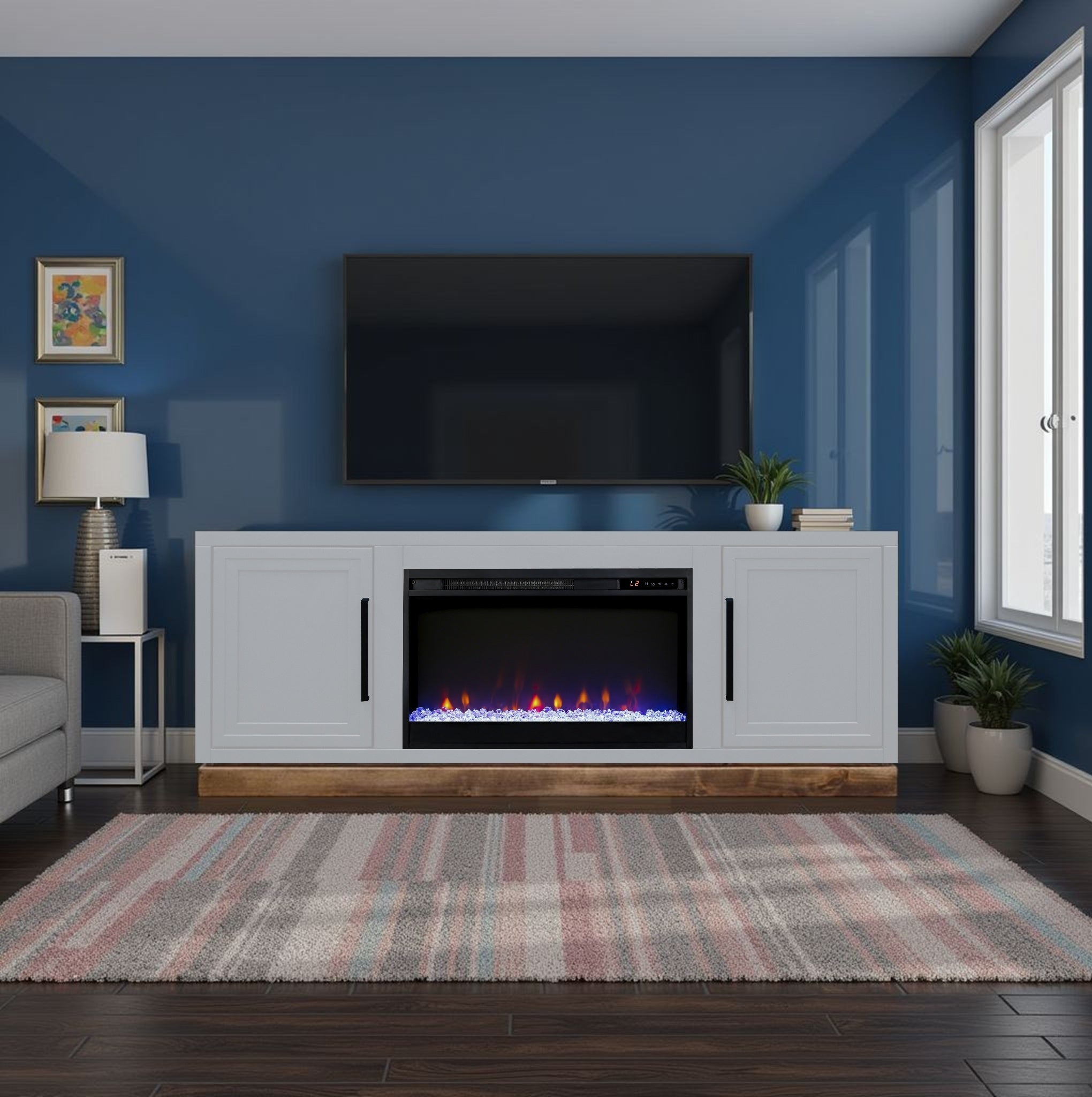 Nora 66' Farmhouse Fireplace TV Stand – 26' Electric Fireplace