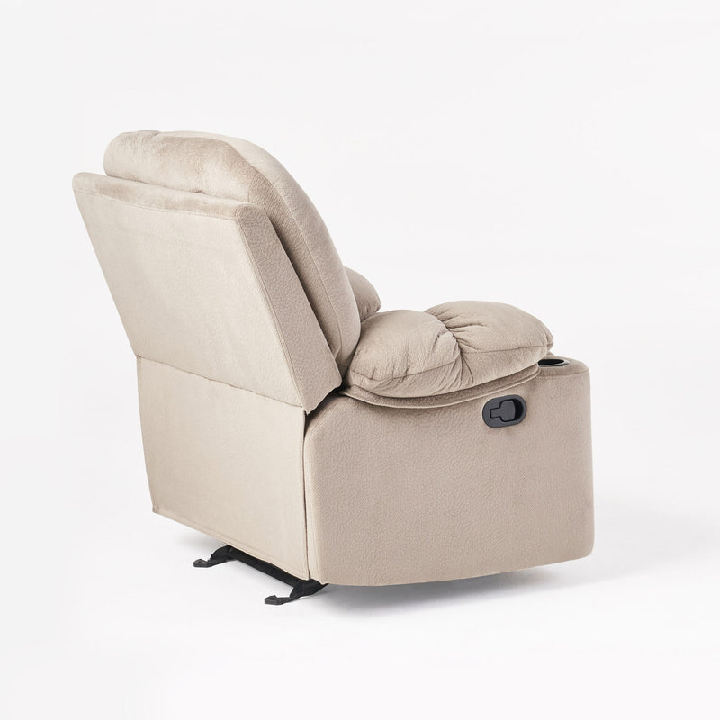 Luxurious Manual Recliner Chair With Skin-Friendly Fabric And Dual Cup Holders