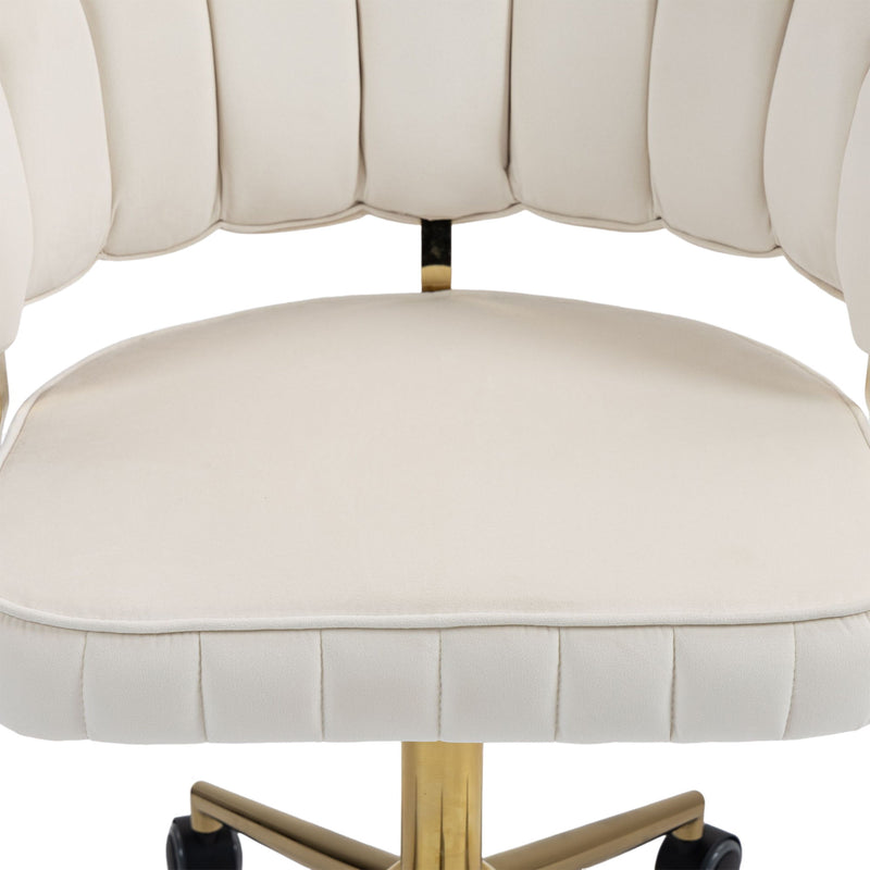 Modern Velvet Home Office Desk Chair With Adjustable Height And Swivel Wheels