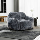 Living Room Bean Bag Sofa Chair With Memory Foam Fillings, Soft Upholstered Bean Bag Armchair - Black / Gray