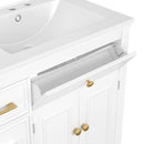 Modern Bathroom Vanity With Ceramic Sink, Freestanding, One Tip Out Drawer, 3 Side Drawers, Adjustable Shelf