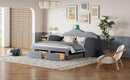 Upholstered Daybed With Cloud-Shaped Backrest, Trundle & 2 Drawers And USB Ports