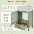 Bathroom Vanity With Ceramic Sink And Ample Storage, Ideal For Small Bathrooms