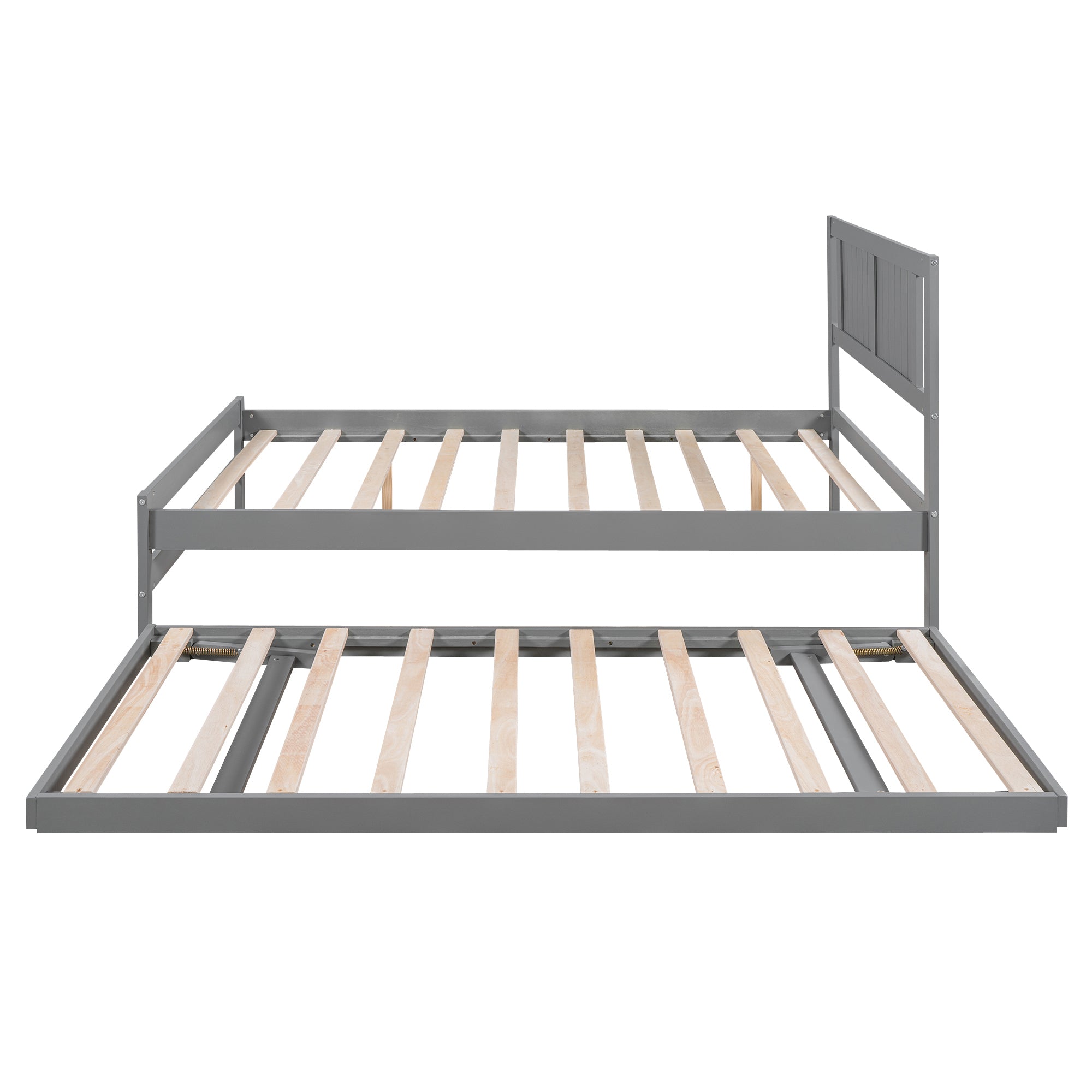 Full Size Platform Bed with Adjustable Trundle,Gray(Old SKU:SM000248AAE)
