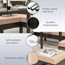 7 Piece Outdoor Furniture Set Waterproof Cushions Glass Table