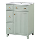 Transitional Style Bathroom Vanity Cabinet With Ceramic Sink