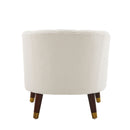 Elegant Upholstered Barrel Accent Chair With Wooden Legs